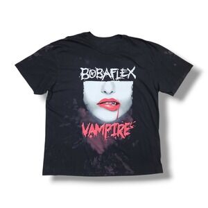 BOBAFLEX Vampire She Drains Me Dry Crew Neck Black T-Shirt Adult XL